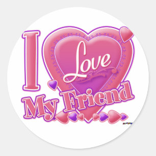 I Love My Friend pink/purple - heart Classic Round Sticker