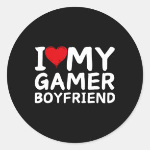 I Love My Gamer Boyfriend Heart Bf Video Games  Classic Round Sticker