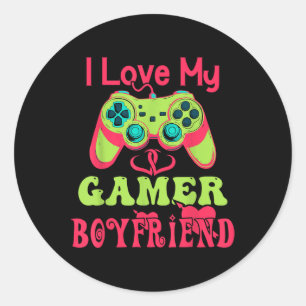 I Love My Gamer Boyfriend Heart Bf Video Games, Ga Classic Round Sticker