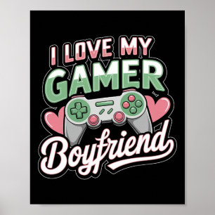 I Love My Gamer Boyfriend Valentine Heart Vintage Poster
