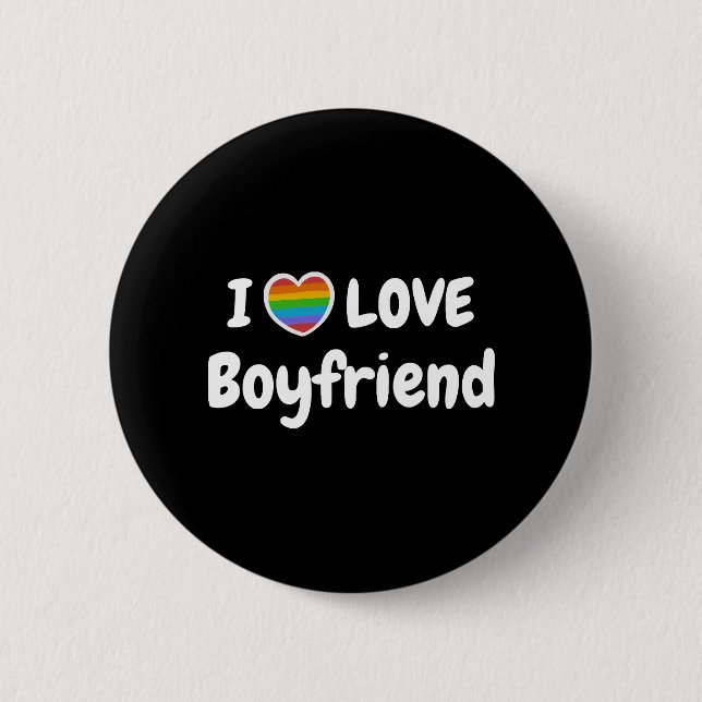 I Love My Gay Boyfriend LGBT hippie 6 Cm Round Badge (Front)