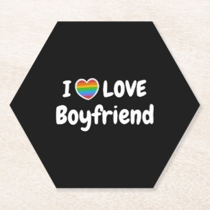 I Love My Gay Boyfriend LGBT hippie Paper Coaster