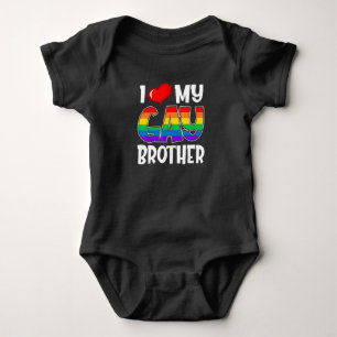 I Love My Gay Bror Lgbt Pride Month Family Support Baby Bodysuit