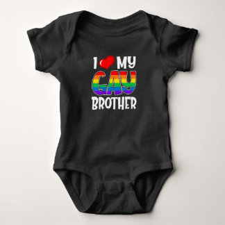 I Love My Gay Bror Lgbt Pride Month Family Support Baby Bodysuit