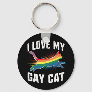 I Love My Gay Cat Funny Rainbow Pride Lgbt Key Ring