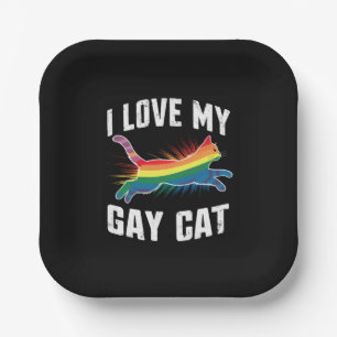I Love My Gay Cat Funny Rainbow Pride Lgbt Paper Plate