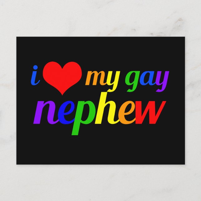 I Love My Gay Nephew Proud Aunt Uncle Postcard (Front)