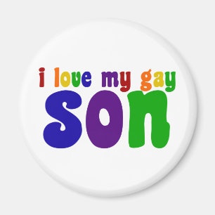 I Love My Gay Son Retro Rainbow Mum Magnet