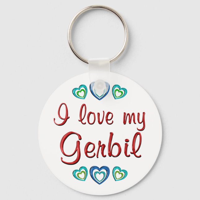I Love My Gerbil Key Ring (Front)