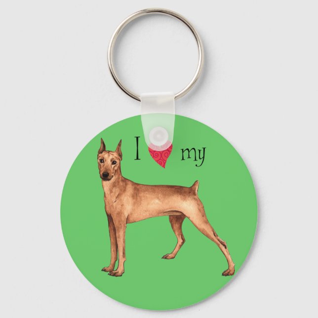 I Love my German Pinscher Key Ring (Front)