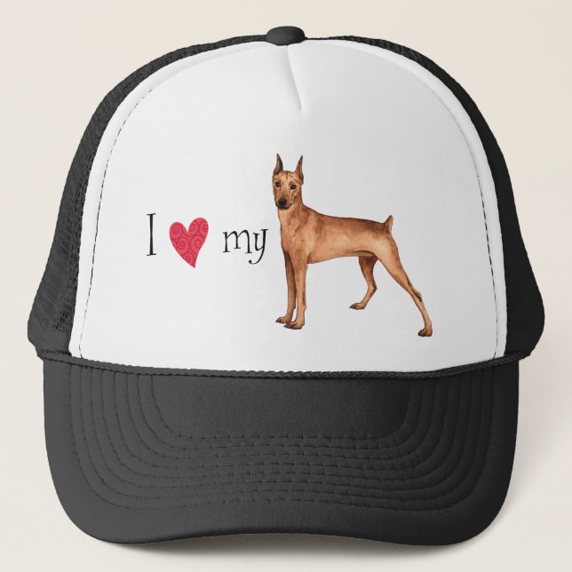 I Love my German Pinscher Trucker Hat (Front)