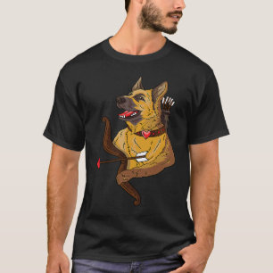 I Love My German Shepherd Cupid Dog Valentines Da T-Shirt
