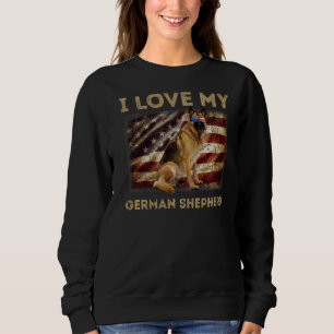 I Love My German Shepherd Dad Mum American Flag We Sweatshirt