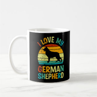 I Love My German Shepherd Dog Blue Brown Sunset  Coffee Mug