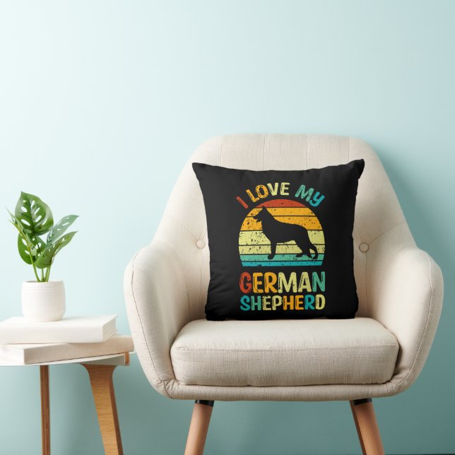 I Love My German Shepherd Dog Blue Brown Sunset Cushion (Chair)