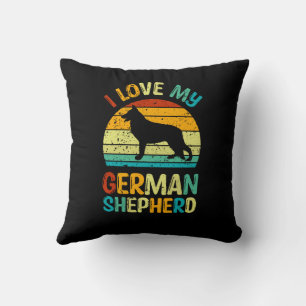 I Love My German Shepherd Dog Blue Brown Sunset Cushion