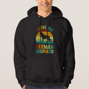 I Love My German Shepherd Dog Blue Brown Sunset Hoodie