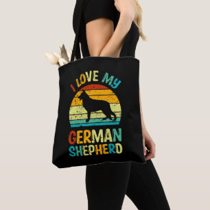 I Love My German Shepherd Dog Blue Brown Sunset Tote Bag