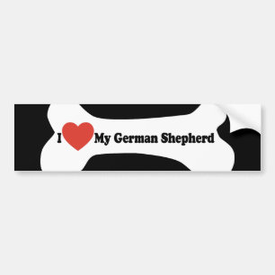 I Love My German shepherd - Dog Bone Bumper Sticker