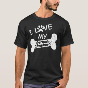 I Love My German Shepherd For Dog Lovers Paw Print T-Shirt