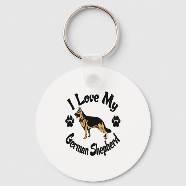 I Love My German Shepherd  Key Ring (Front)