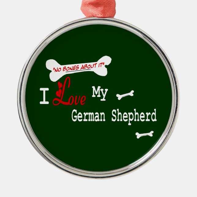 I Love My German Shepherd Metal Tree Decoration (Front)