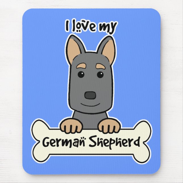 I Love My German Shepherd Mouse Mat (Front)