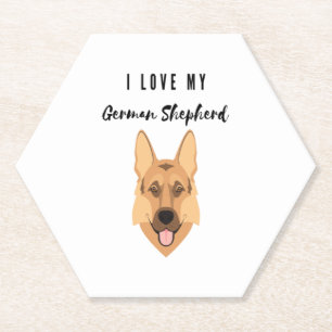 I Love My German Shepherd Paper Coaster