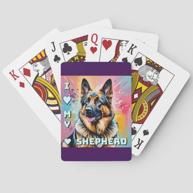 I love my German Shepherd Playing Cards (Back)