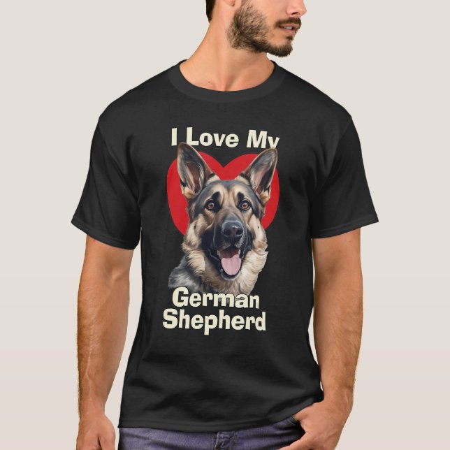 I Love My German Shepherd Puppy Dog T-Shirt (Front)