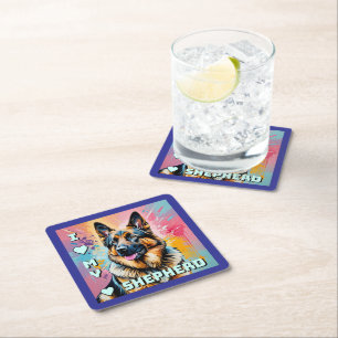 I love my German Shepherd Square Paper Coaster