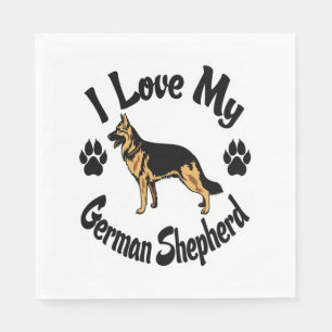 I Love My German Shepherd Tee Shirt  Napkin