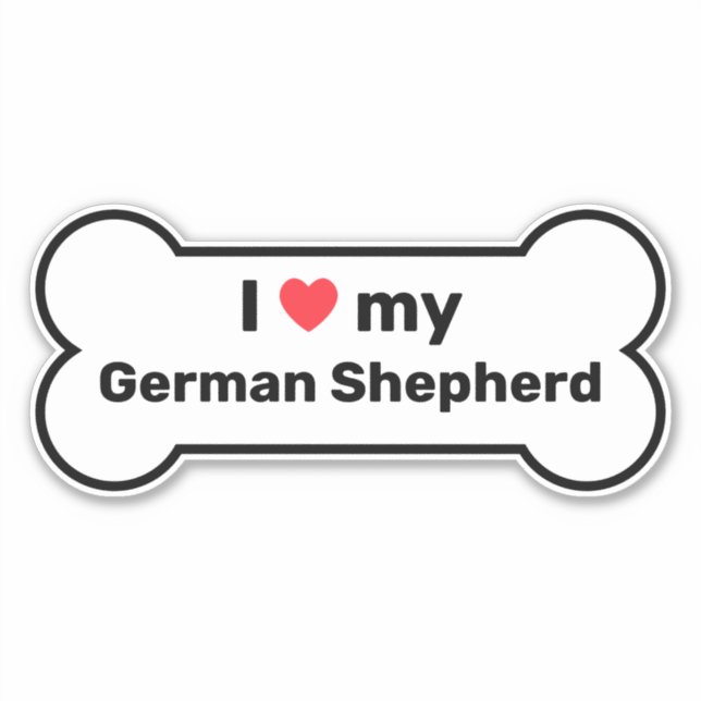 I Love My German Shepherd White Custom Dog Bone (Front)
