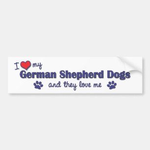 I Love My German Shepherds (Multiple Dogs) Bumper Sticker
