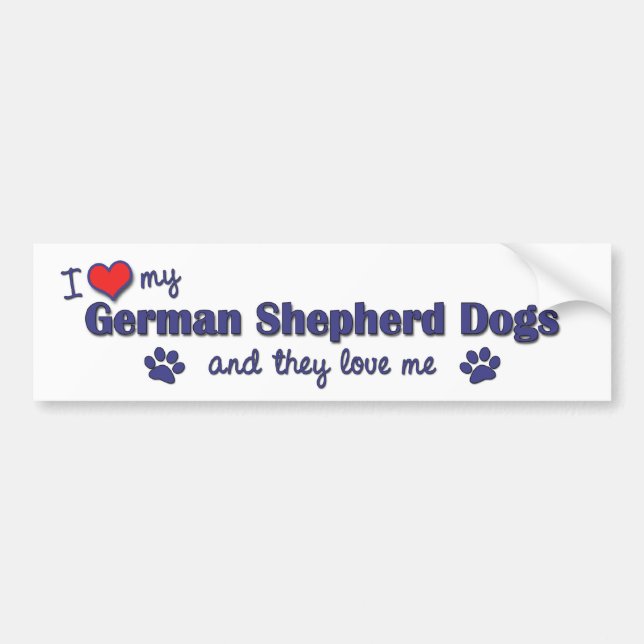 I Love My German Shepherds (Multiple Dogs) Bumper Sticker (Front)