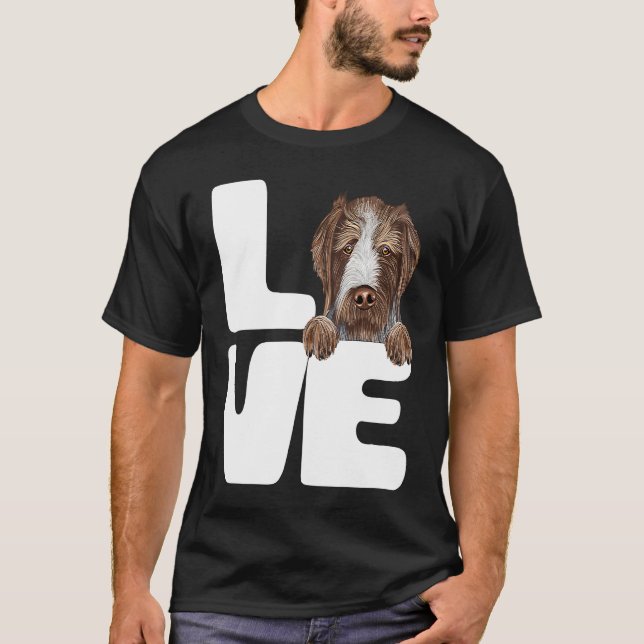 I Love My German Wirehaired Pointer Dog T-Shirt (Front)