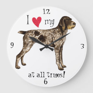 I Love my German Wirehaired Pointer Large Clock