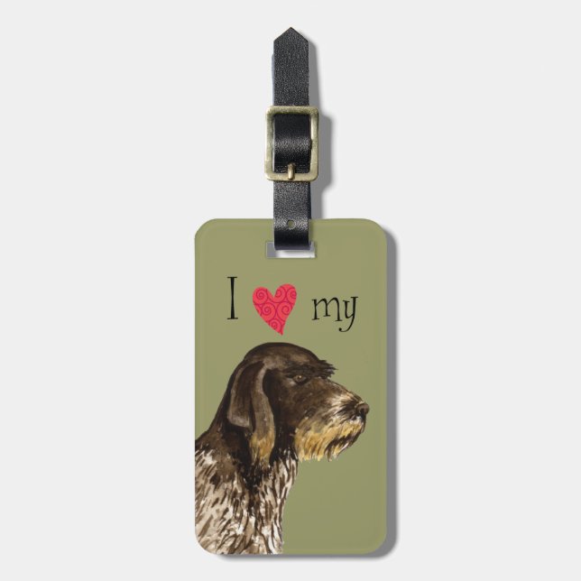 I Love my German Wirehaired Pointer Luggage Tag (Front Vertical)