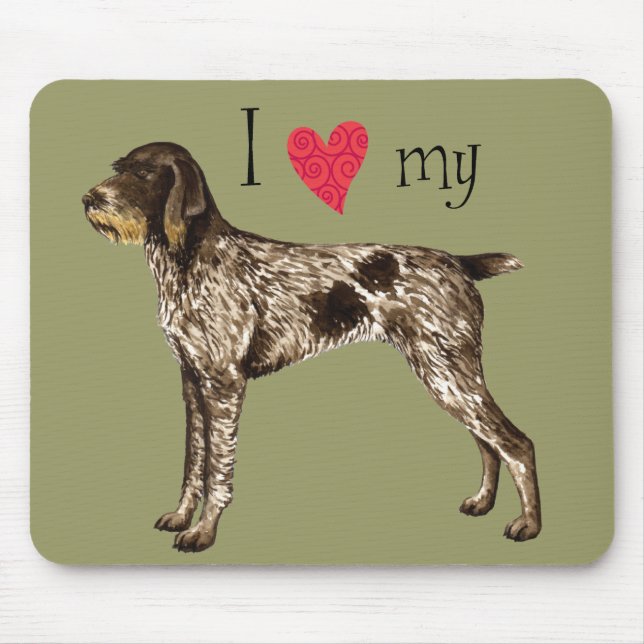 I Love my German Wirehaired Pointer Mouse Mat (Front)