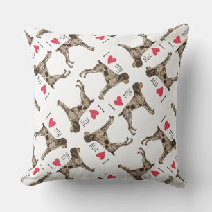 I Love my German Wirethaired Pointer Outdoor Cushion