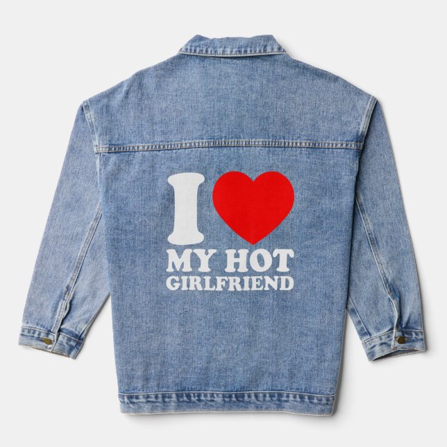 I Love My GF I Heart My Girlfriend GF Couples Matc Denim Jacket (Back)