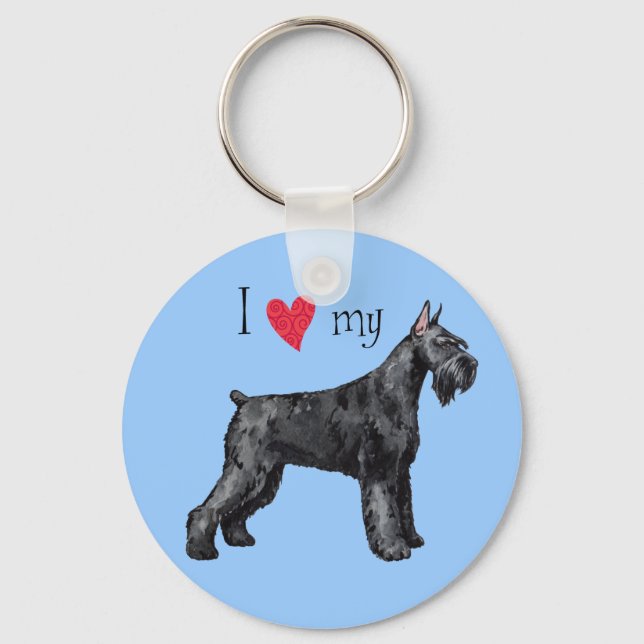 I Love my Giant Schnauzer Key Ring (Front)