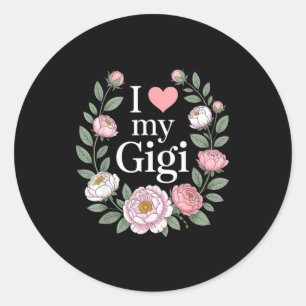 I love my gigi floral heart grandma classic round sticker