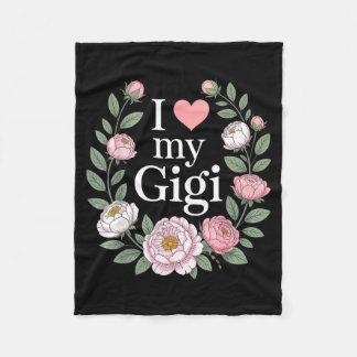I love my gigi floral heart grandma  fleece blanket