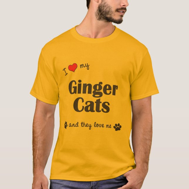 I Love My Ginger Cats (Multiple Cats) T-Shirt (Front)