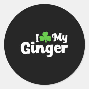 I Love My Ginger Redhead Shamrock St Patricks Day Classic Round Sticker