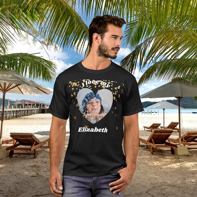 I love my Girfriend heart photo name T-Shirt (Creator Uploaded)