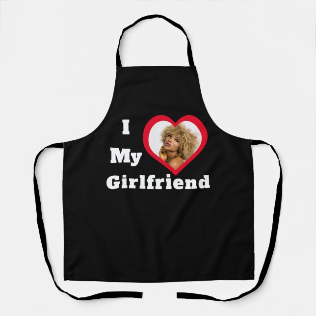 I Love My Girlfriend Bae Personalised Custom Photo Apron (Front)