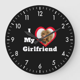 I Love My Girlfriend Bae Personalised Custom Photo Large Clock