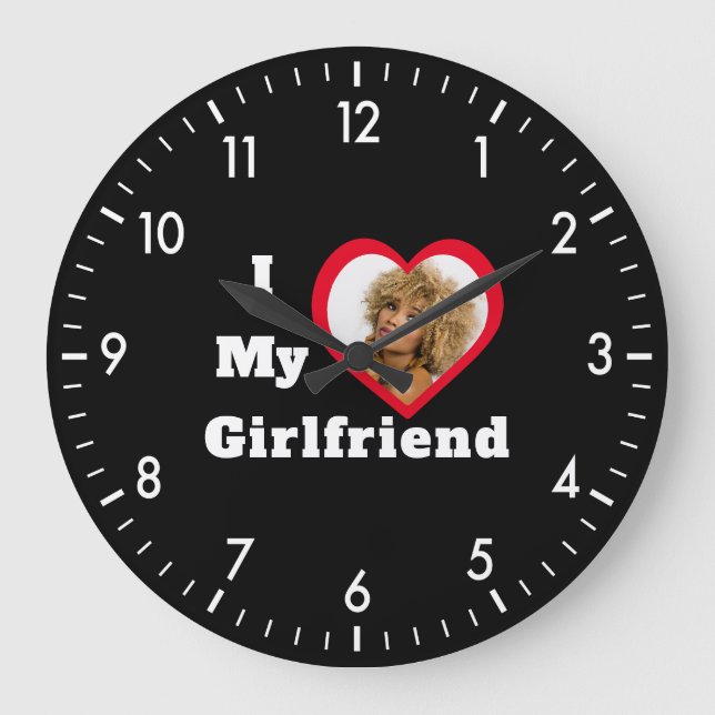 I Love My Girlfriend Bae Personalised Custom Photo Large Clock (Front)
